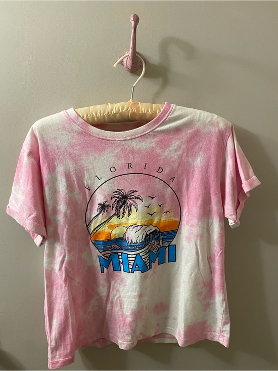 Rebel Sugar Tops - Miami Florida Tie-Dye Pink Tee